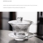 YHT Chinese Gaiwan Crystal Traditional Glass Tea Bowl Cup Saucer Lid 200ml 7oz - Image 6