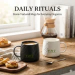 YHT Stone Texture Luxury Mug Cup Spoon Drink Tea Water Coffee 325ml - Image 2